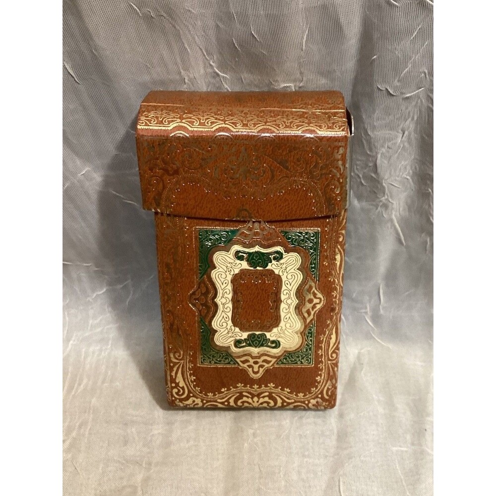 Cigarette Case Paper & Cardboard Brown, Green & Gold Antique Made In Italy